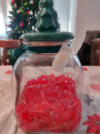 Barattolo Biscotti Natalizio con Luci LED