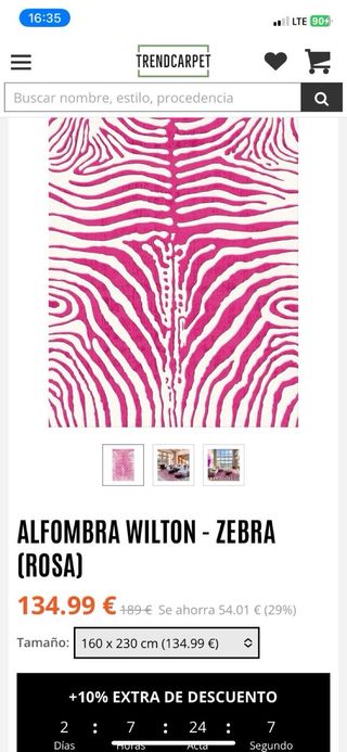 Alfombra Zebra Rosa y Blanca