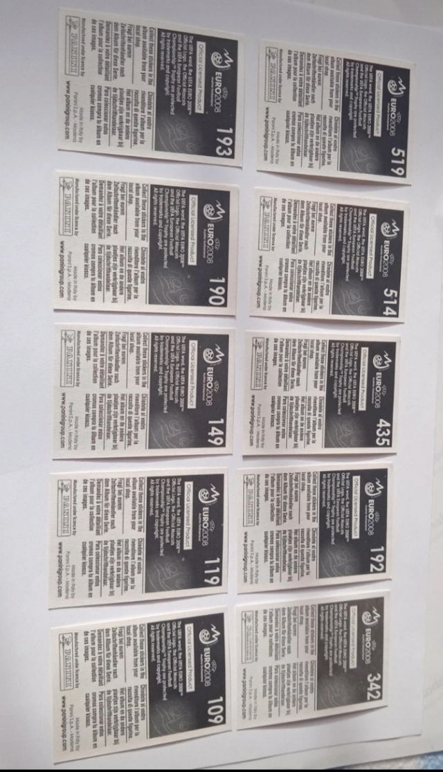 Cromos Panini Euro 2008 y 2016