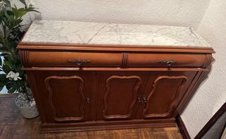 Mueble de entrada madera y mármol
