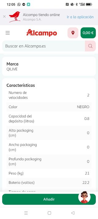 Aspirador escoba Qilive sin cable