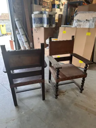 Sillas antiguas madera maciza y cuero
