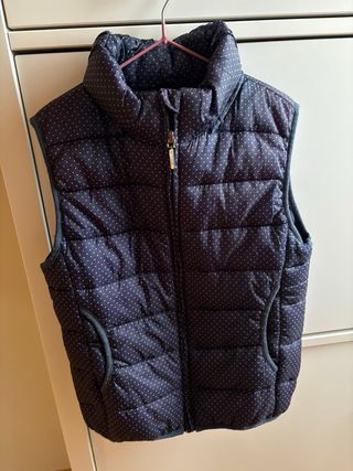 Chaleco niña azul con puntos blancos talla 8