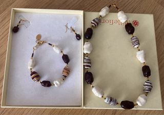 Conjunto Millefiori: collar, pulsera y pendientes