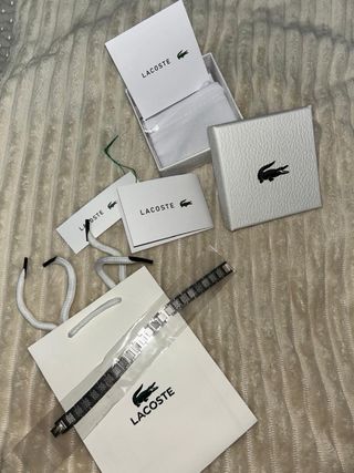 Pulsera Lacoste Acero Inoxidable Negra y Plateada