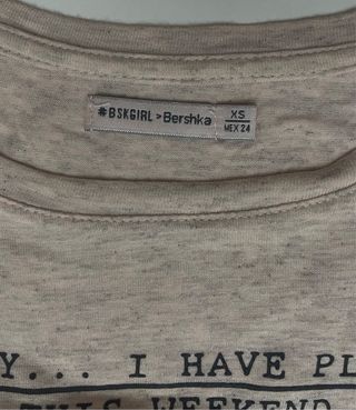Camiseta Bershka rosa jaspeada manga 3/4 Talla XS
