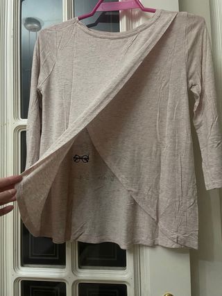 Camiseta Bershka rosa jaspeada manga 3/4 Talla XS