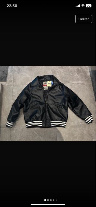 Cazadora Corteiz Negra Piel con etiquetas