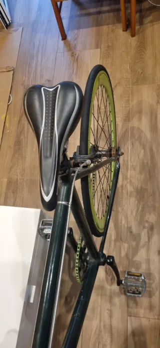 Bici Fixie Negra Ruedas Verdes