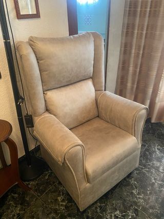 Conjunto 2 sofás orejeros tela beige