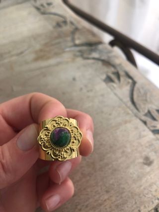 Anillo Acero Inoxidable con Piedra Rubí Zoisita