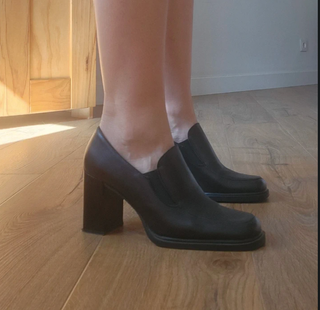 Zapatos tacón piel negra Made in Spain T.39