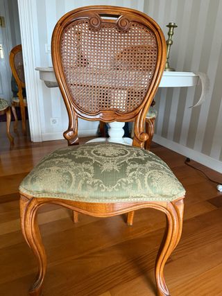 6 Sillas de Comedor Madera y Rattan.