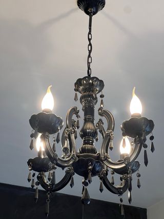 Lámpara de araña negra de cristal