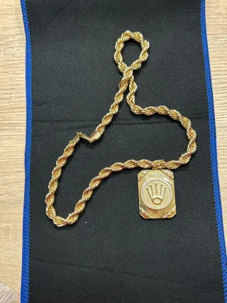 Cadena Salomónica 60cm 8mm y Colgante Bañado 18k