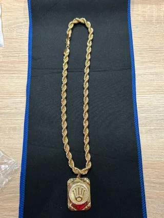 Cadena Salomónica 60cm 8mm y Colgante Bañado 18k