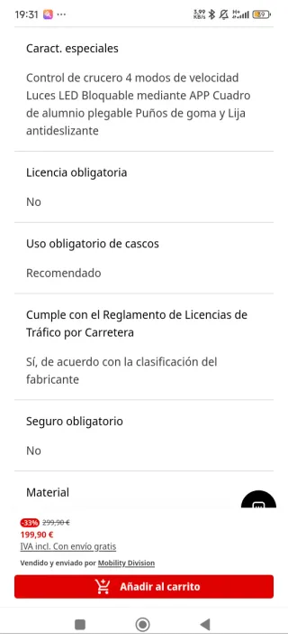 Patinete Eléctrico Olsson Fresh Slim tipo Xiaomi