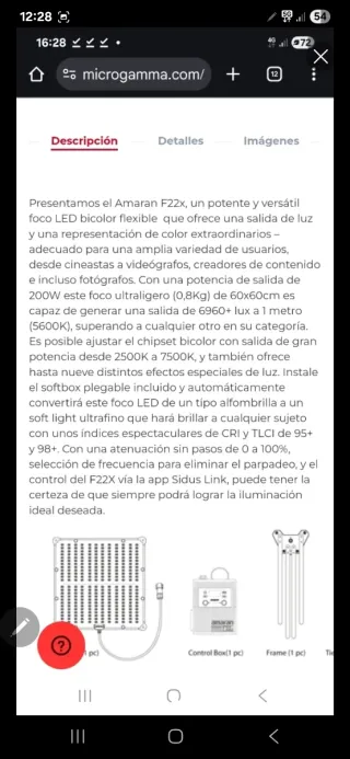 LUZ LED amaran F22