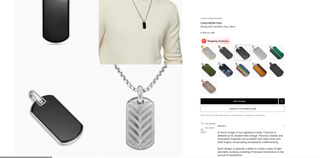 David Yurman Cadena +Colgante Chevron Plata-OniX