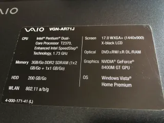Sony Vaio VGN-AR71J 17 Portátil