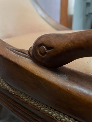 Juego 2 Sillas Antiguas Madera y Tela