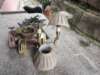 Lámparas de pared doradas con tulipas