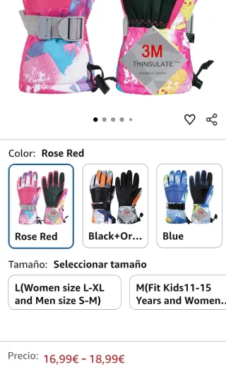 Guantes de nieve infantiles multicolor xs