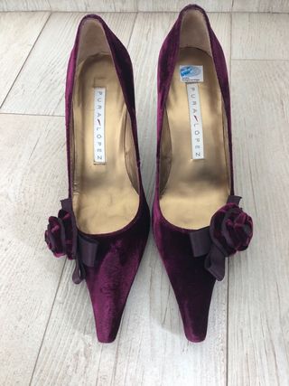 Pura López Salones Fiesta Terciopelo Talla 36