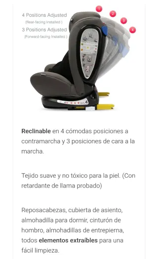 Silla de coche reclinable Grupo 0+1 2 3