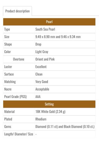 Pendientes Perla Mar del Sur 9.5mm Oro 18K Dia