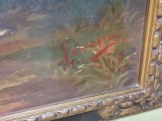 Cuadro antiguo escena de caza