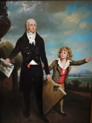 Pareja óleo marco dorado