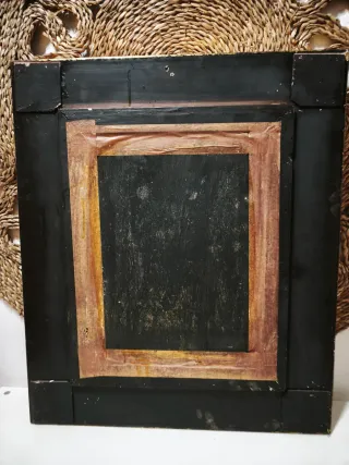 Pareja óleo marco dorado