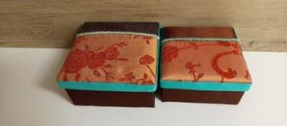 Pareja Cajas Decorativas Seda y Piel