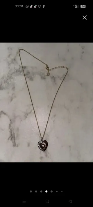 Collana cuore con pietre rosse e bianche