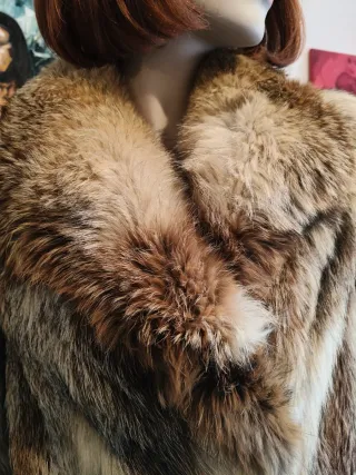 Abrigo Vintage Piel Zorro Auténtica Talla M