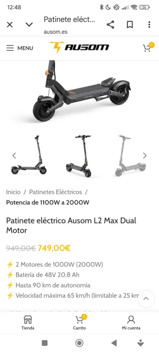 Patinete eléctrico Ausom L2 Max Dual
