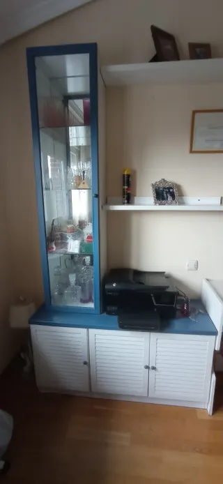 Mueble de salón cristal y madera