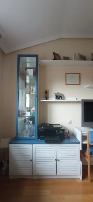 Mueble de salón cristal y madera