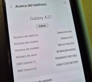 Samsung Galaxy A31 smartphone + funda + microSD 16