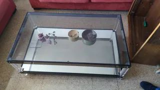 Mesa de centro cristal y metal