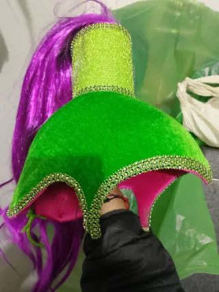 Disfraz Gorro Carnaval Verde y Rosa