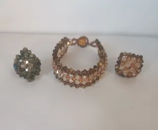 Pulsera y  2 Anillos de cristal Swarovski