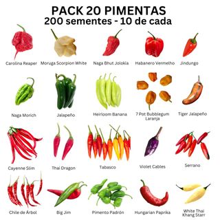 Pack 20 Pimentas - 200 Sementes