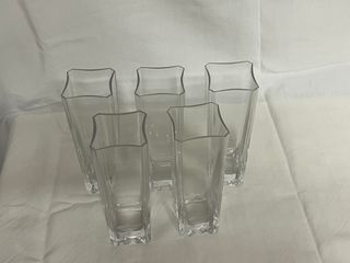 Set 5 Bicchieri Vetro Quadrati