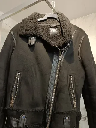 Cazadora Zara ante negra Talla l