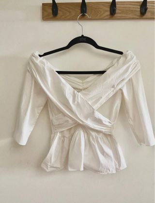 Camisa corta blanca fruncida