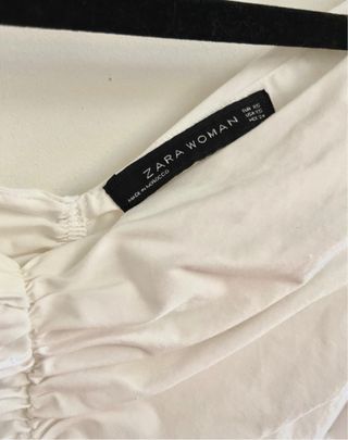 Camisa corta blanca fruncida