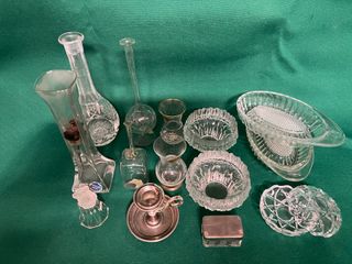 Set accessori tavola vetro e metallo antichi