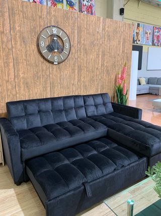 Sofá Cama Kris 210cm con Arcón Negro